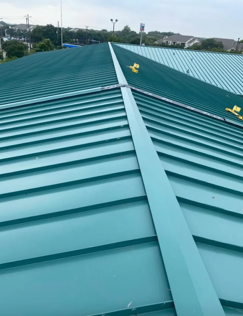 Green commercial metal roof ridge and valley for Metal Roof Repair in Tacoma